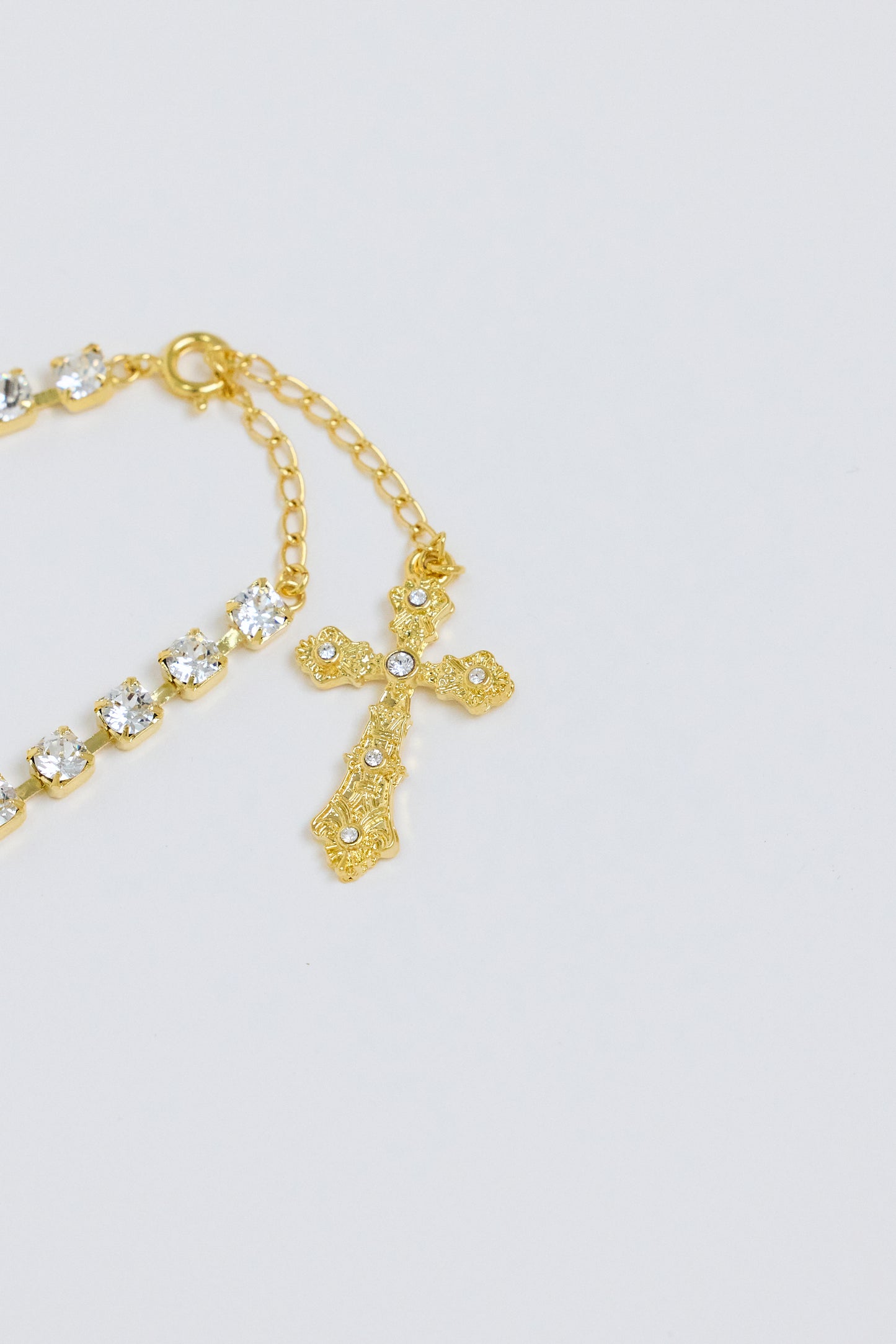 CRYSTAL CLEAR 3mm CROSS CHARM BRACELET