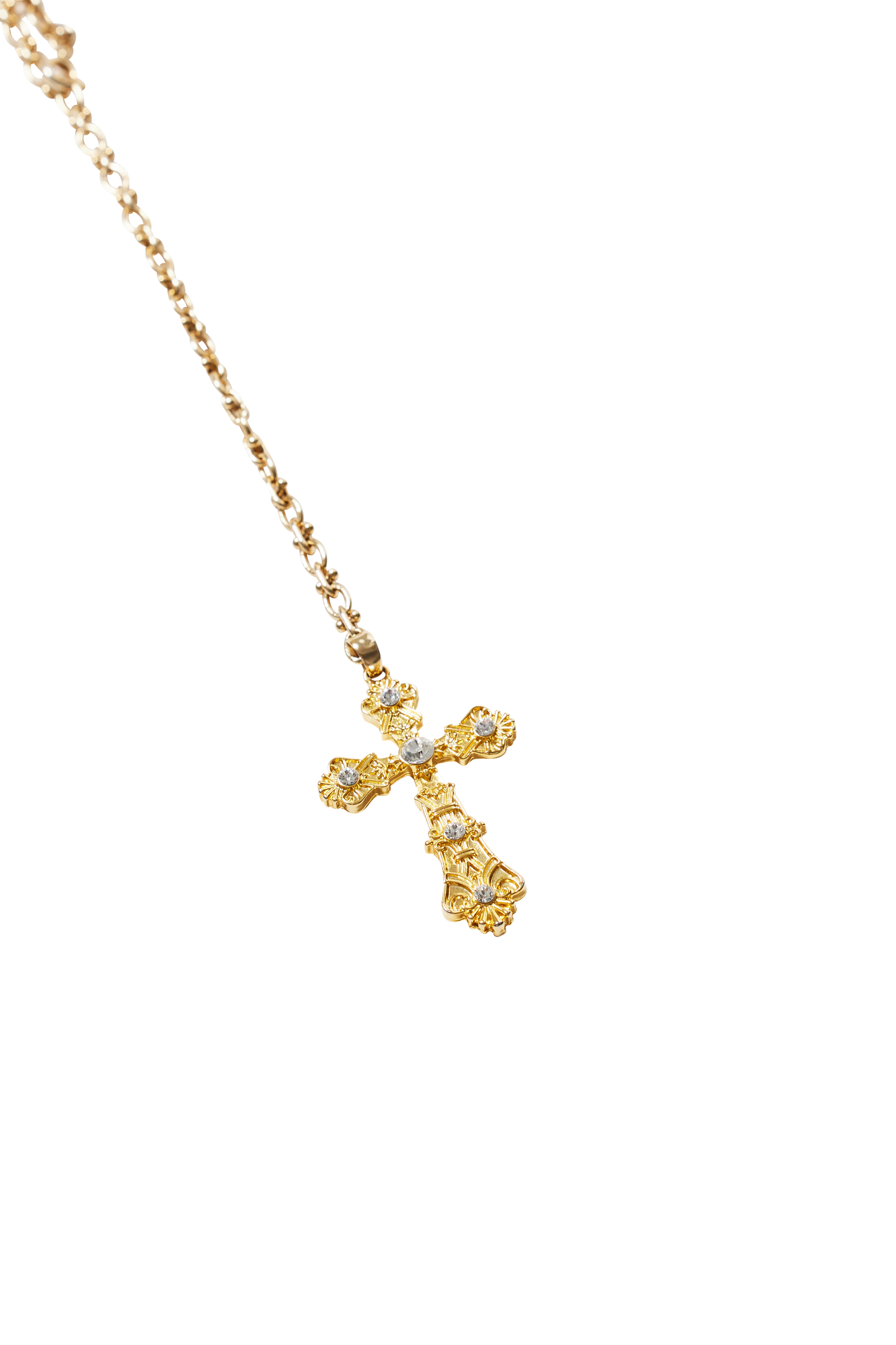 VINTAGE BAROQUE CROSS NECKLACE GOLD