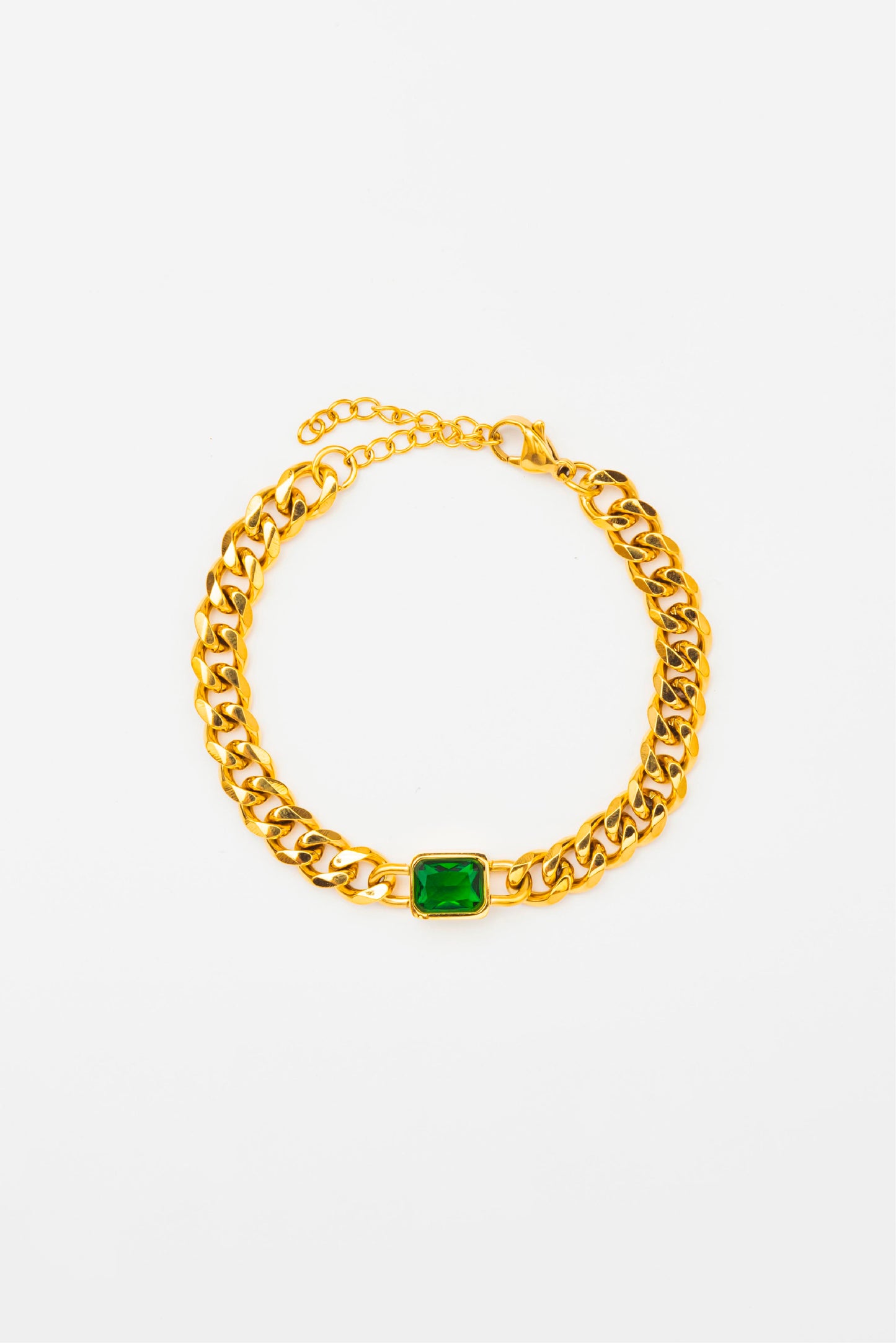 THE STONE CURB LINK BRACELET GREEN