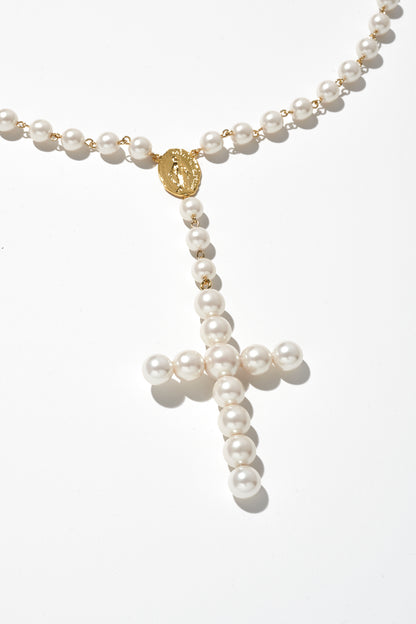 THE CROSS PEARL NECKLACE