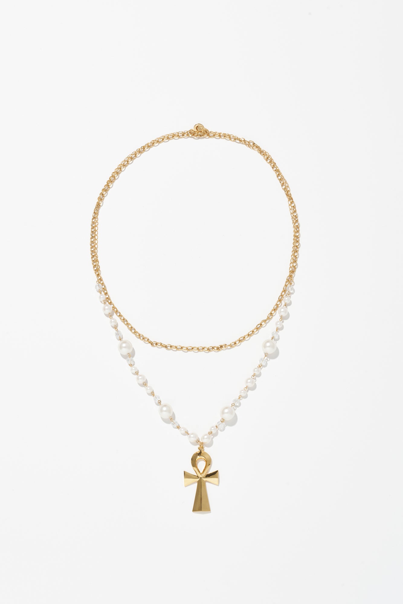 THE ANKH PEARL DUO NECKLACE