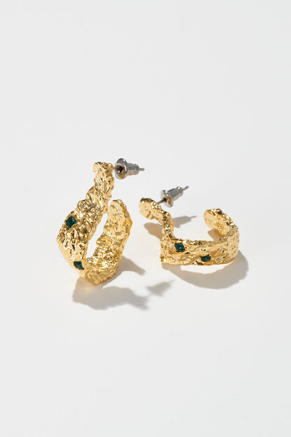 THE BRANCHES EMERALD EARRINGS GOLD